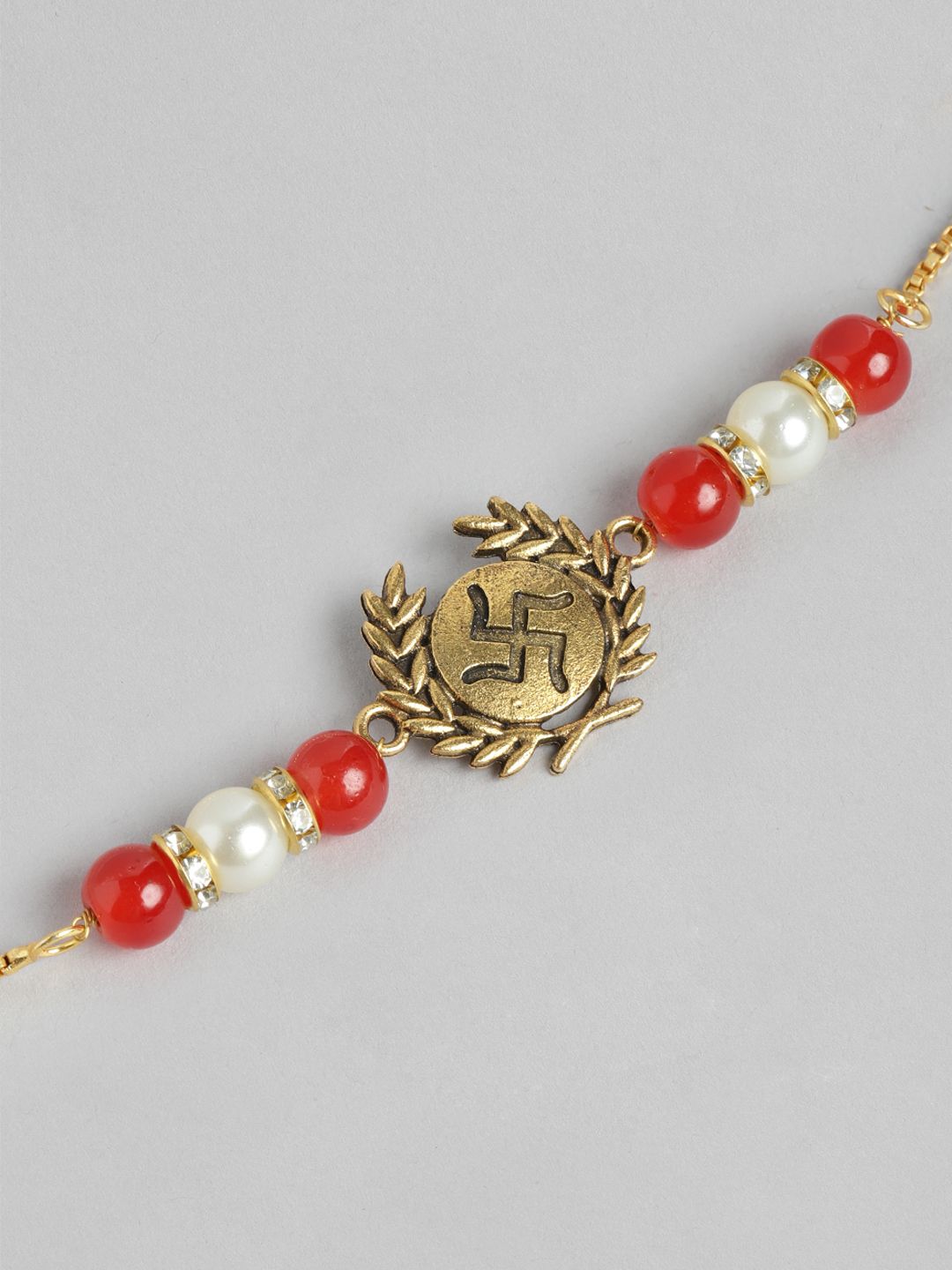Anouk Unisex Set of 2 Beaded Bhai Bhabhi Rakhis With Roli & Chawal