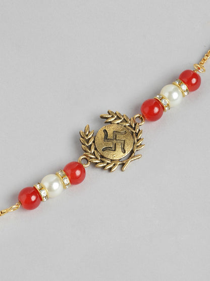 Anouk Unisex Set of 2 Beaded Bhai Bhabhi Rakhis With Roli & Chawal