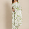Women's Silk Blend Olive Embellished Celebrity Saree With Blouse Piece