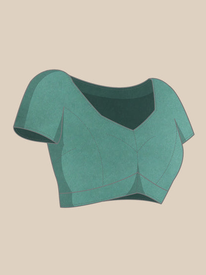 Women's Silk Blend Teal green Embellished Celebrity Saree With Blouse Piece