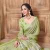Dhiyona GR Women's Glory Kiwi Green Soft Linen Solid Woven Saree