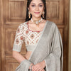 Dhiyona GR Women's Glory French Grey Soft Linen Solid Woven Saree