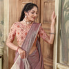 Dhiyona GR Women's Glory Opera Mauve Soft Linen Solid Woven Saree