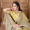 Dhiyona GR Women's Glory Yellow Soft Linen Solid Woven Saree