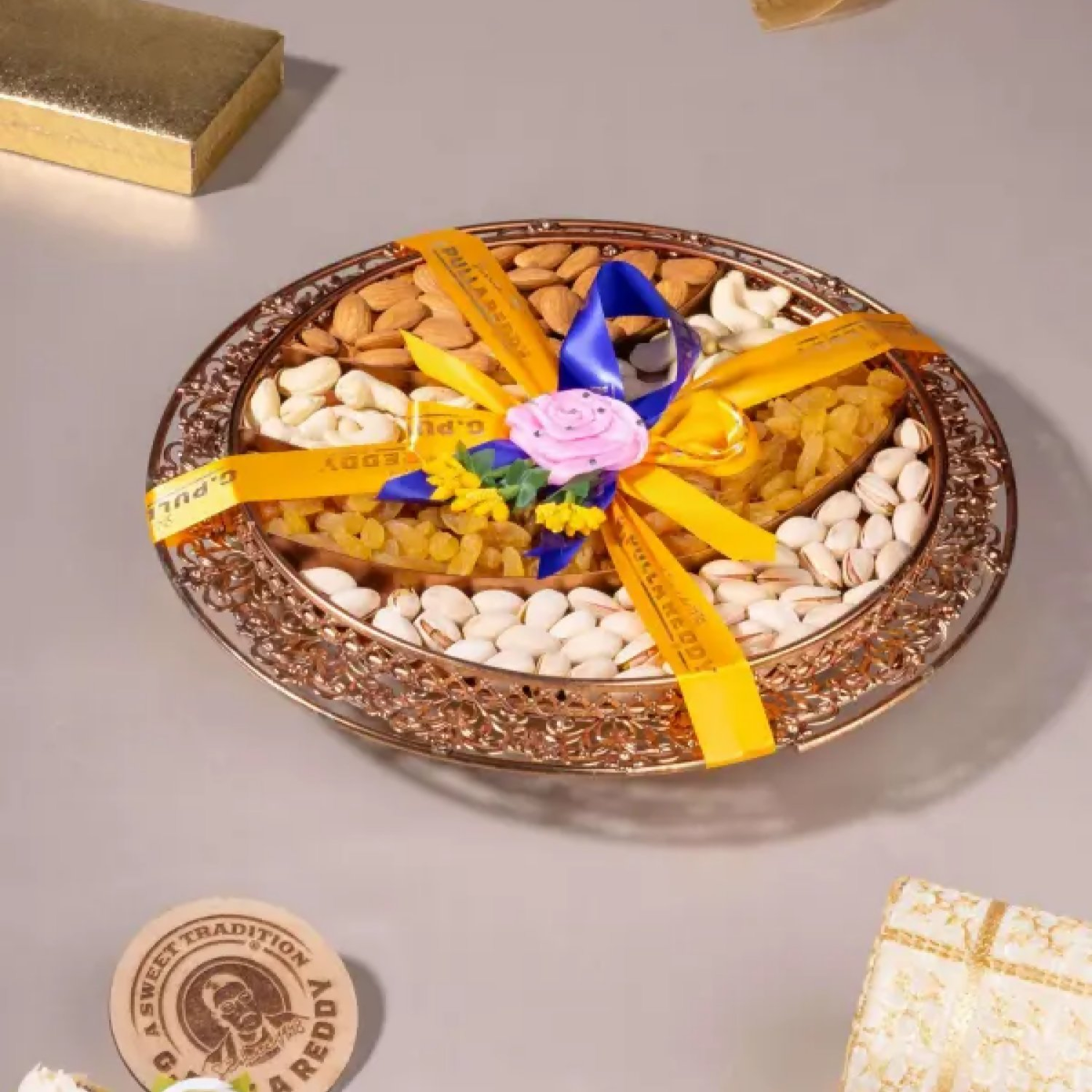 G Pulla Reddy Dry Fruit Copper Tray