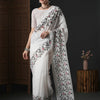 Women's Cotton Slub White Printed Designer Saree With Blouse Piece
