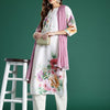 Indyancart IE Floral Printed Regular Linen Kurta With Trouser And Dupatta