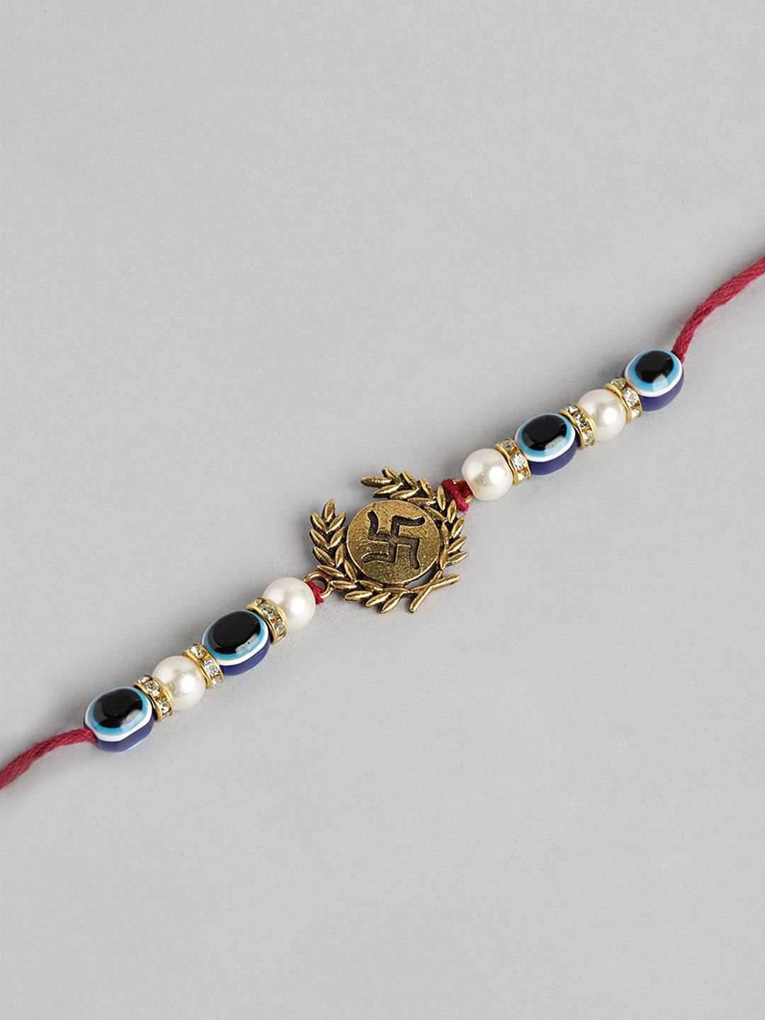 Anouk Unisex Set of 2 Beaded Bhai Bhabhi Rakhis With Roli & Chawal