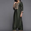 Dhiyona IE Floral Embroidered Thread Work Liva Kurta with Palazzo