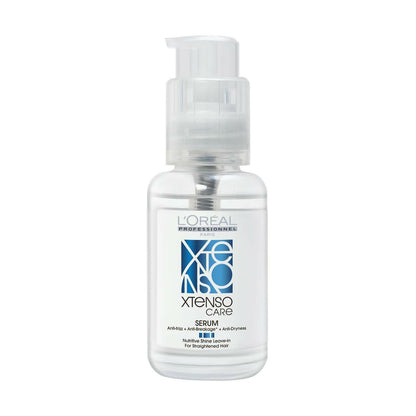 L'Oréal Professionnel Xtenso Care Leave-In Serum bottle, hair serum product with sleek packaging, for damaged or frizzy hair.