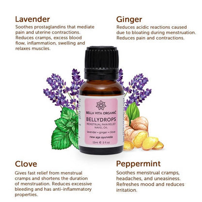 Bella Vita Organic Belly Drops Menstrual Pain Relief Navel Oil