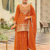 Indyancart IE Women Ethnic Motifs Embroidered Long Sleeves Straight Kurta with Skirt & Dupatta