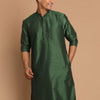 Men's Green Cotton Blend Straight Kurta