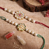 Dhiyona Unisex Set of 2 Beaded Bhai Bhabhi Rakhis With Roli & Chawal