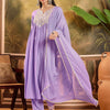 Dhiyona SN Women's Thread Embroidered With Mirror Work A-Line Kurta With Trousers & Dupatta