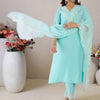 Indyancart IE Women Ethnic Motifs Embroidered Regular Thread Work Liva Kurta with Trousers & With Dupatta