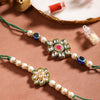 Dhiyona Unisex Set of 2 Beaded Bhai Bhabhi Rakhis With Roli & Chawal