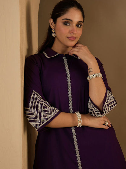 Women Ethnic Motifs Embroidered Pure Cotton Kurta With Palazzos