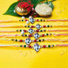 Dhiyona Set Of 6 Beaded Cotton Thread with AD Stones & Meenakari Designer Rakhi for Brother