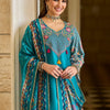Dhiyona IE Ethnic Motifs Printed V-Neck Thread Work Kurta With Trousers & Dupatta