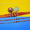 Dhiyona Set Of 12 Beaded Cotton Thread with AD Stones & Meenakari Designer Rakhi for Brother