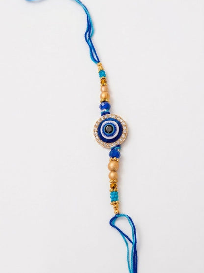 Anouk Set Of 2 Blue Evil Eye Gold Toned Bhaiya Bhabhi Rakhi