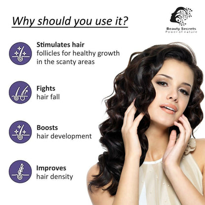 Beauty Secrets Saw Palmetto Hair Growth Serum bottle, a hair serum for promoting thicker, healthier hair.