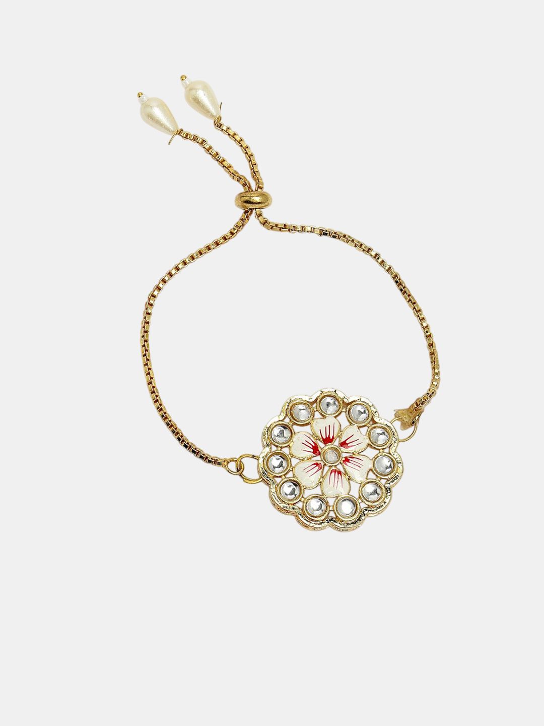 Anouk Unisex Set Of 2 Gold Kundan-Studded Bhaiya Bhabhi Rakhi Set With Roli Chawal