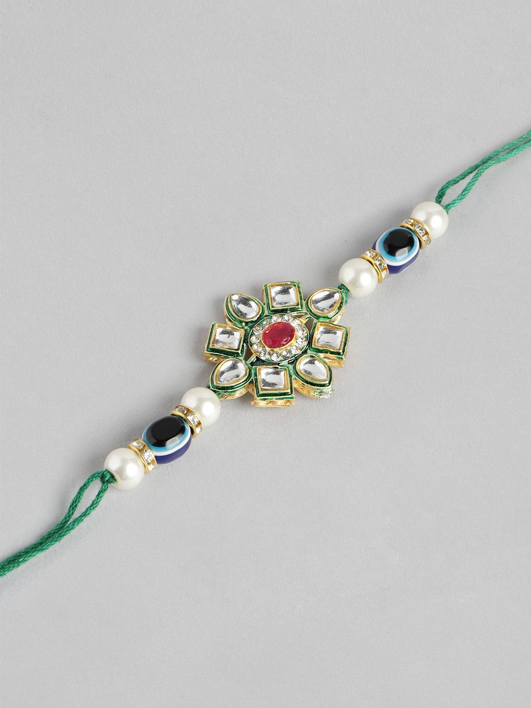 Anouk Unisex Set of 2 Beaded Bhai Bhabhi Rakhis With Roli & Chawal