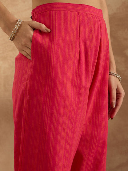Dhiyona IE Women Floral Embroidered Regular Thread Work Pure Cotton Kurta with Trousers