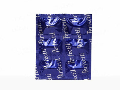 Perfectil Skin Hair Nail supplement tablets in a bottle, showing the supplement packaging and tablets inside.