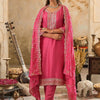 Dhiyona IE Embroidered Thread Work Kurta with Palazzo & With Dupatta