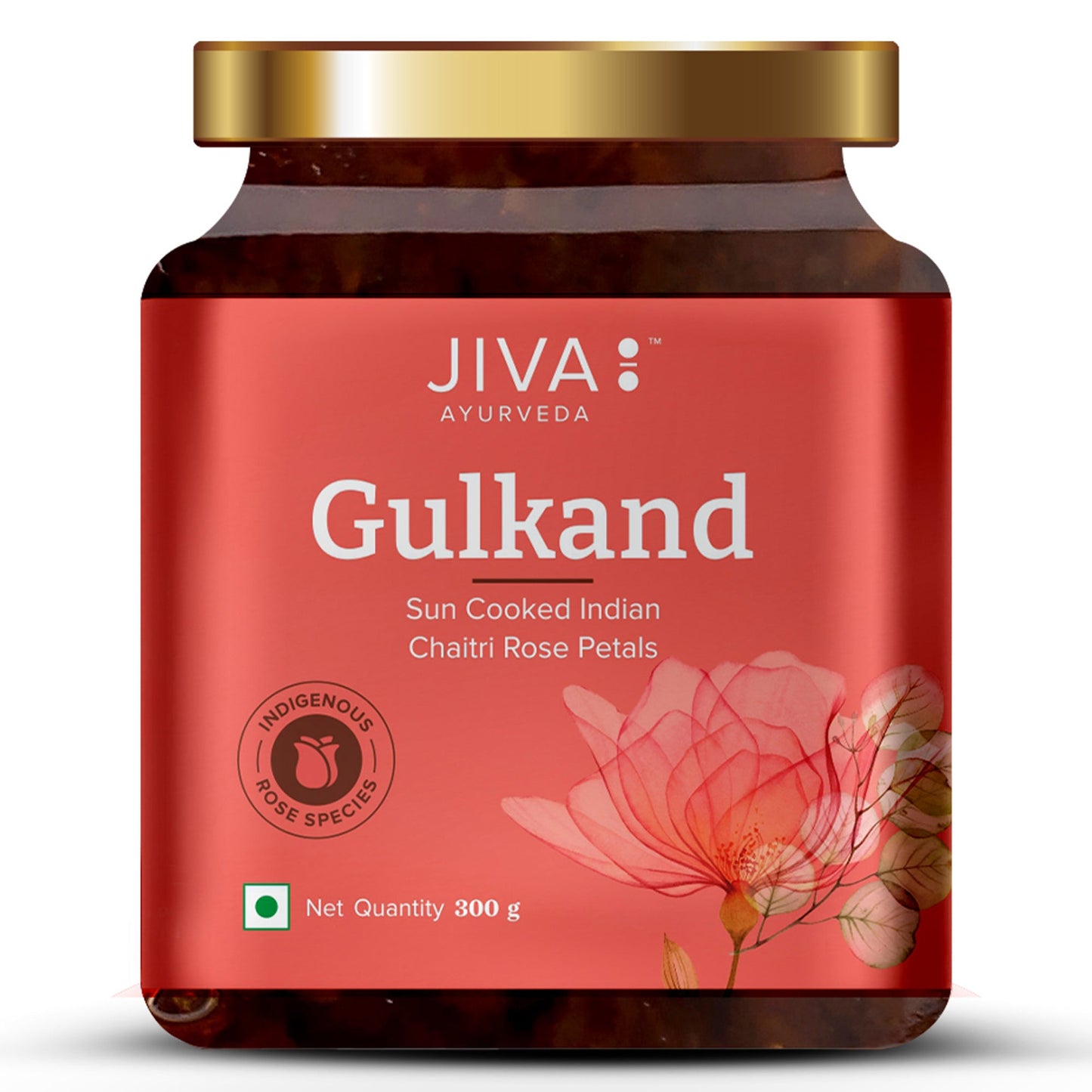 Jiva Ayurveda Gulkand - Sun-Cooked Indian Chaitri Rose Petal Preserve - Natural 300g (Pack of 1)