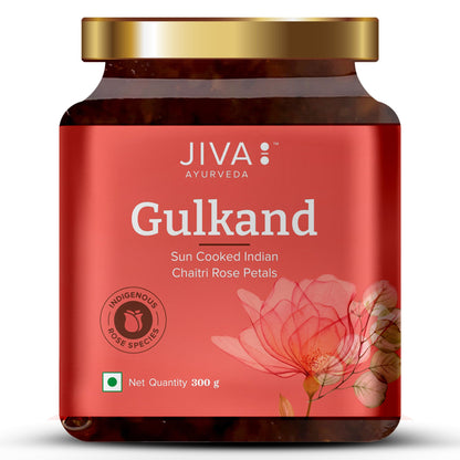 Jiva Ayurveda Gulkand - Sun-Cooked Indian Chaitri Rose Petal Preserve - Natural 300g (Pack of 1)