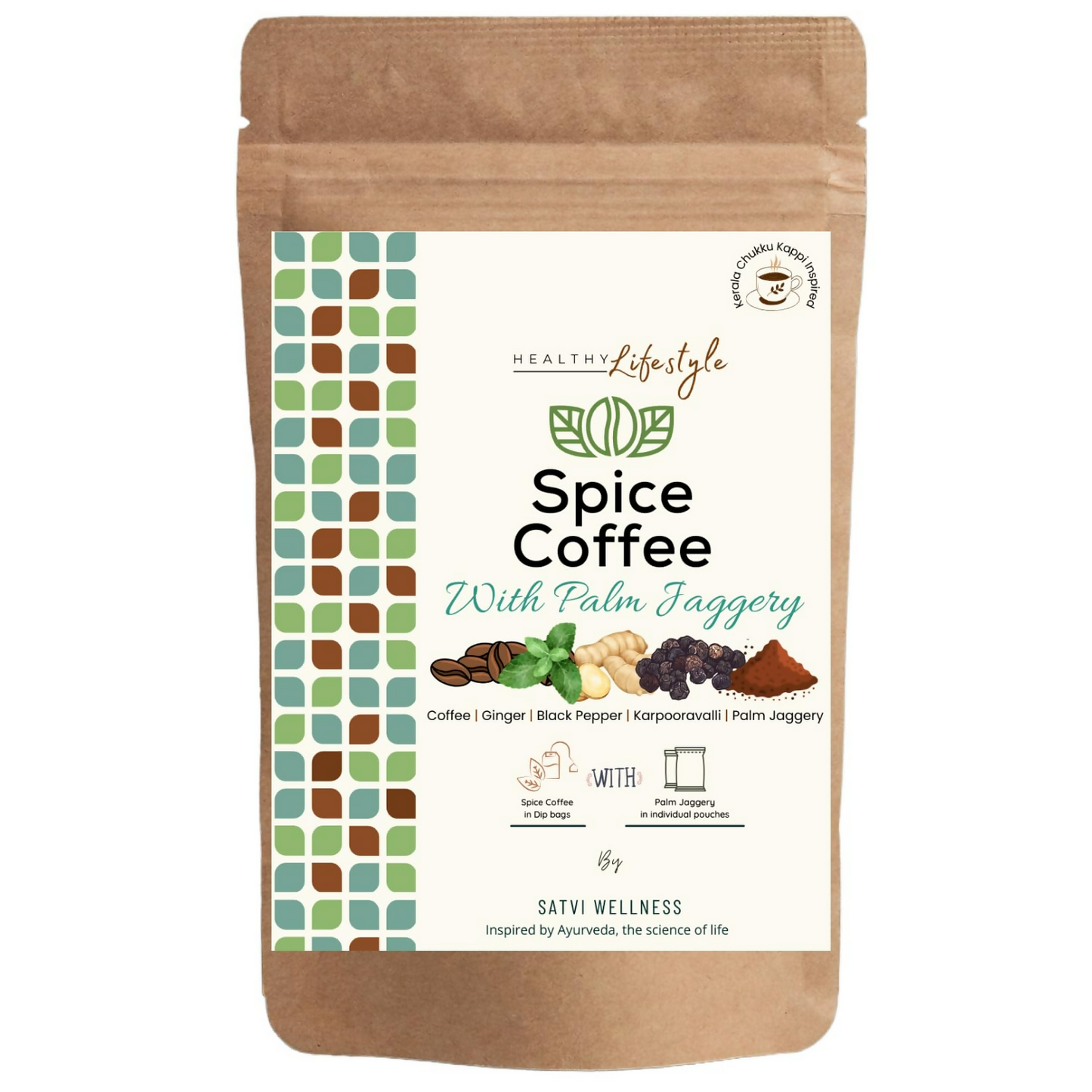 Satvi Wellness Chukkukappi with Karpooravalli | Spice Coffee in Tea Bags | Herbal Infusions