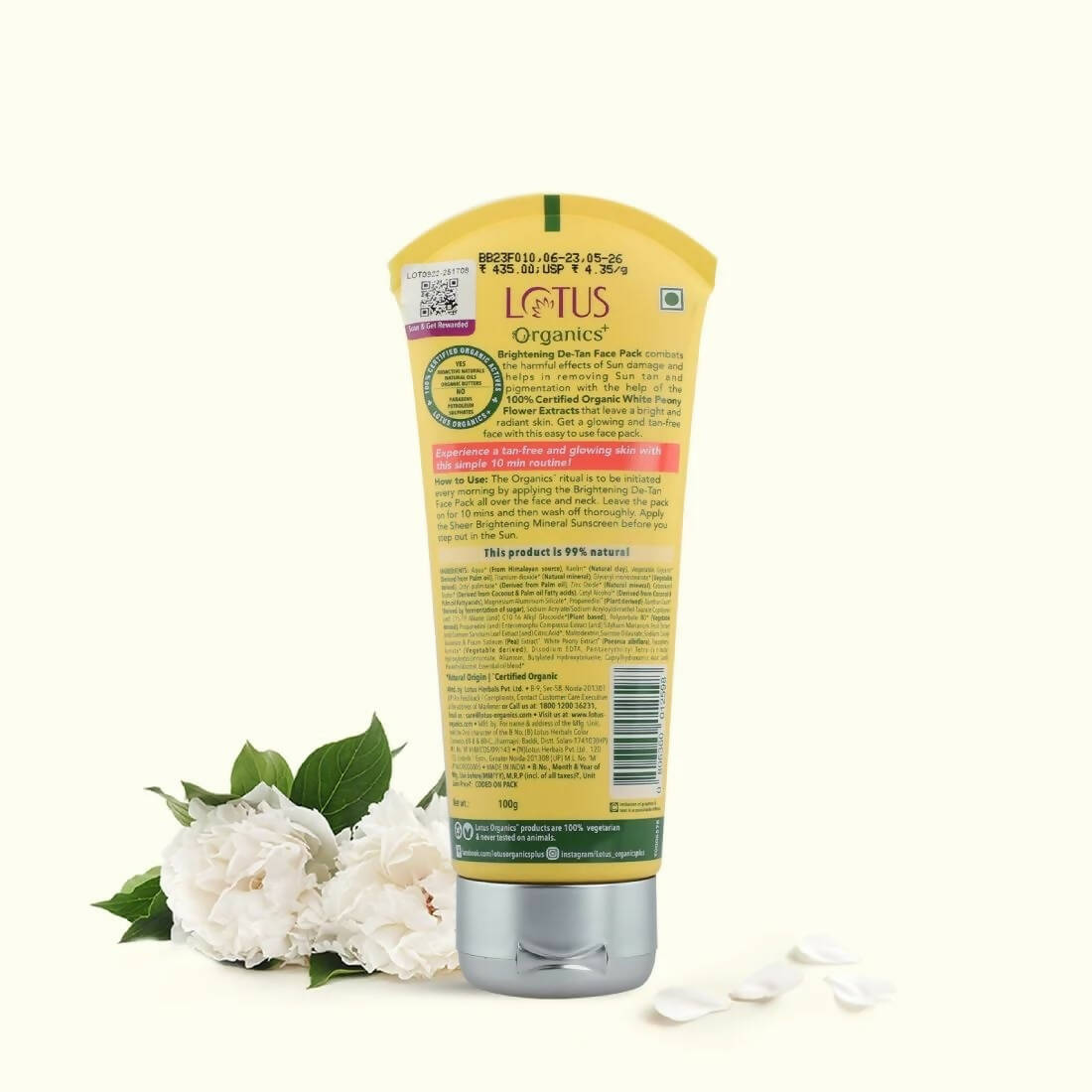 Lotus Organics+ Brightening De-Tan Face Pack - Indyancart