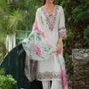 Dhiyona IE Floral Yoke Design Notch Neck Thread Work A-Line Kurta & Dupatta with Trousers