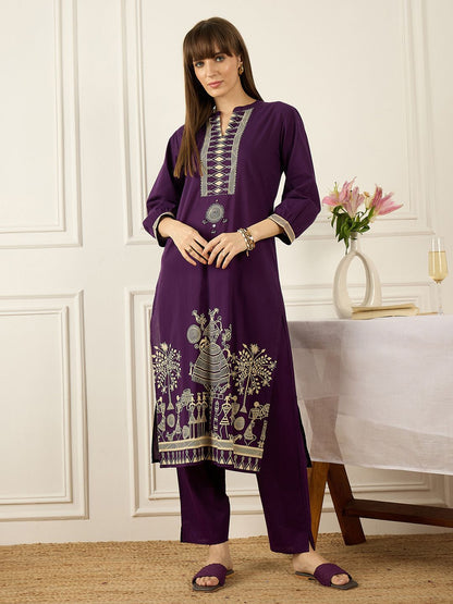 Women Ethnic Motifs Printed Regular Pure Cotton Kurta with Trousers