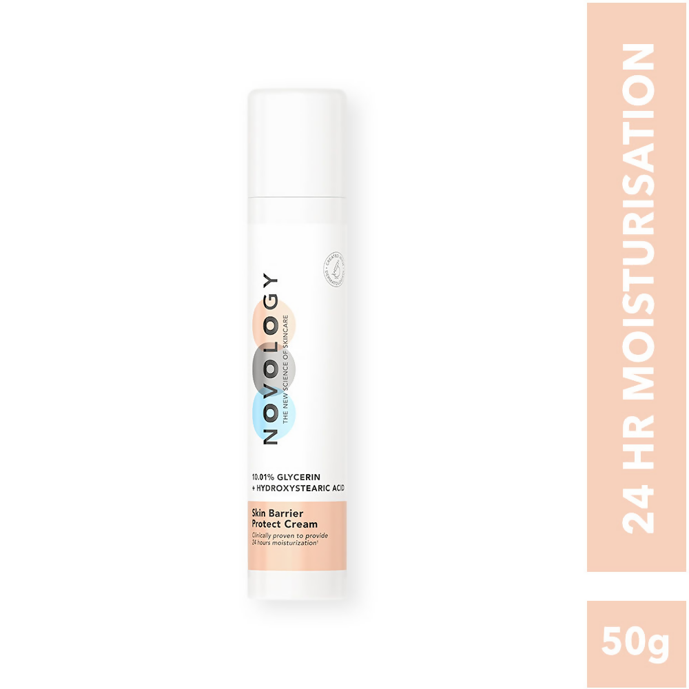 Novology skin barrier moisturizer for dry skin, showing a sleek tube of face moisturizer with a clean, minimal design.