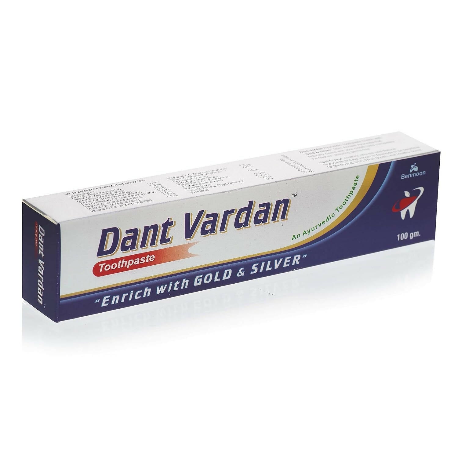 Benmoon Ayurveda Dant Vardan "Enrich With Gold & Silver" Toothpaste - Indyancart