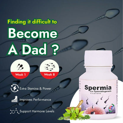 Hashmi Spermia capsules in a bottle, Unani herbal supplement designed to support men's energy, vitality, and physical strength