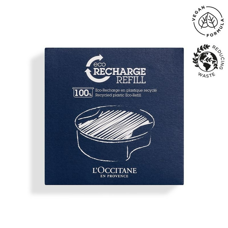 L'Occitane Ultra Rich Body Cream refill in a white package with gold accents, designed for moisturizing and nourishing skin.
