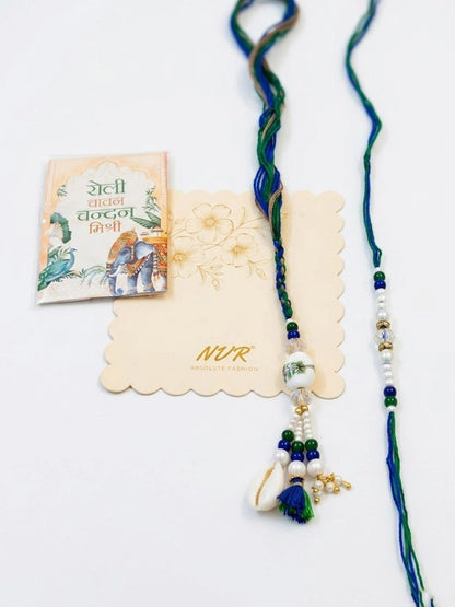 Anouk Set Of 2 Traditional Bhaiya Bhabhi Rakhi With Roli Chawal Chandan Mishri
