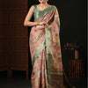 Women's Banarasi Silk Beige Printed Designer Saree With Blouse Piece
