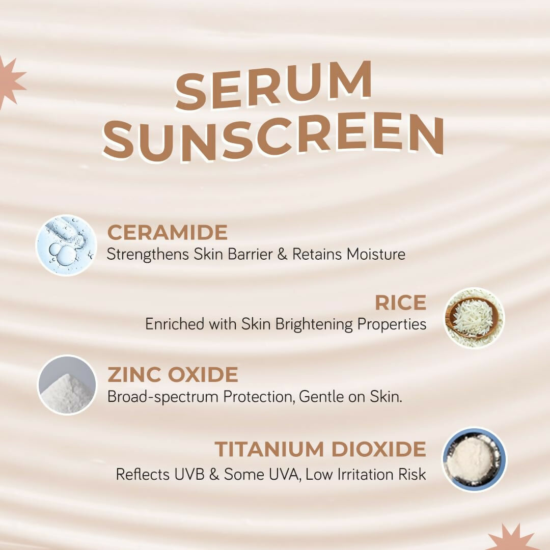 Moody SensiSoothe Mineral Brightening Sunscreen Serum with ceramides and rice, showing the tube and product labeling.