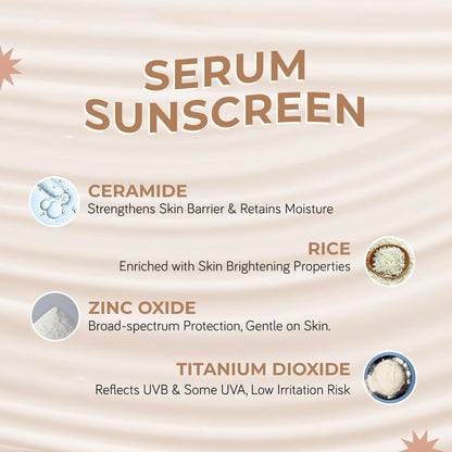 Moody SensiSoothe Mineral Brightening Sunscreen Serum with ceramides and rice, showing the tube and product labeling.