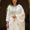 Indyancart IE Women Floral Embroidered Round Neck Cotton Kurta with Trousers & Dupatta