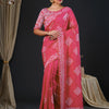 Women's Viscose Silk Pink Embellished Designer Saree With Blouse Piece