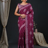 Women's Viscose Silk Magenta Embellished Designer Saree With Blouse Piece