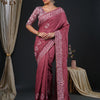 Women's Viscose Silk Rose Gold Embellished Designer Saree With Blouse Piece